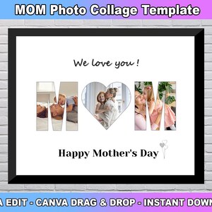 Mom Photo Collage Template, Mother&#39;s Day Gift, Mom Photo Collage, Gift for her, Birthday gift for Mom, Personalized Gift,Custom Gift for Mom
