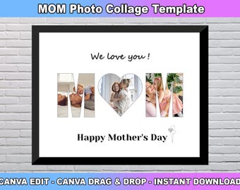 Mama Foto Collage Vorlage, Muttertagsgeschenk, Mama Foto Collage, Geschenk für sie, Geburtstagsgeschenk für Mama, personalisiertes Geschenk, individuelles Geschenk für Mama