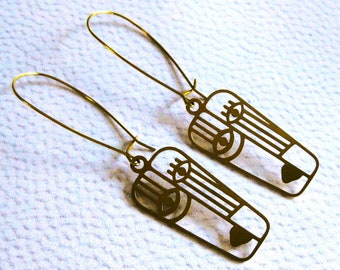 Lovely Lady Gold Abstract Face Earrings Cubist Artistic Jewelry Unique Earrings Brass Dangles Linear thequeensdowry handmade