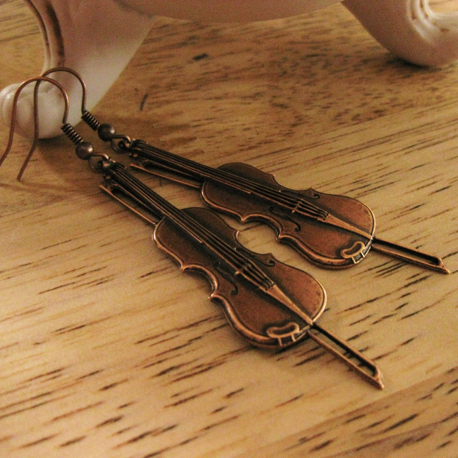Violin Earrings Vintage Copper MUSIC to MY EARS Orchestra Etsy