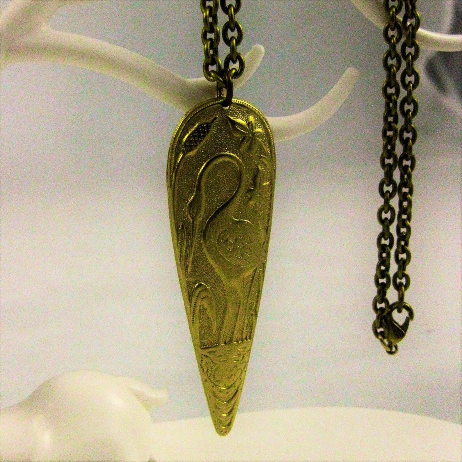 HERON NECKLACE bird jewelry heron jewelry heron pendant water | Etsy
