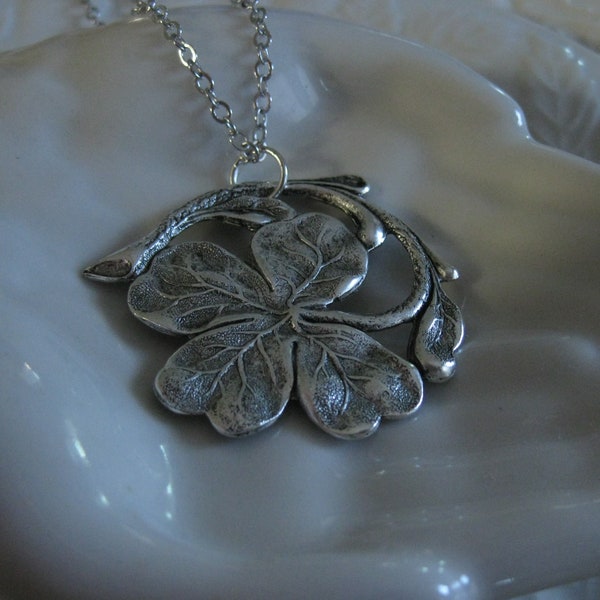 Silver Four Leaf Clover Shamrock Necklace Best Friend Gift Charm Necklace vintage silver Good Luck Faith Hope Love Jewelry