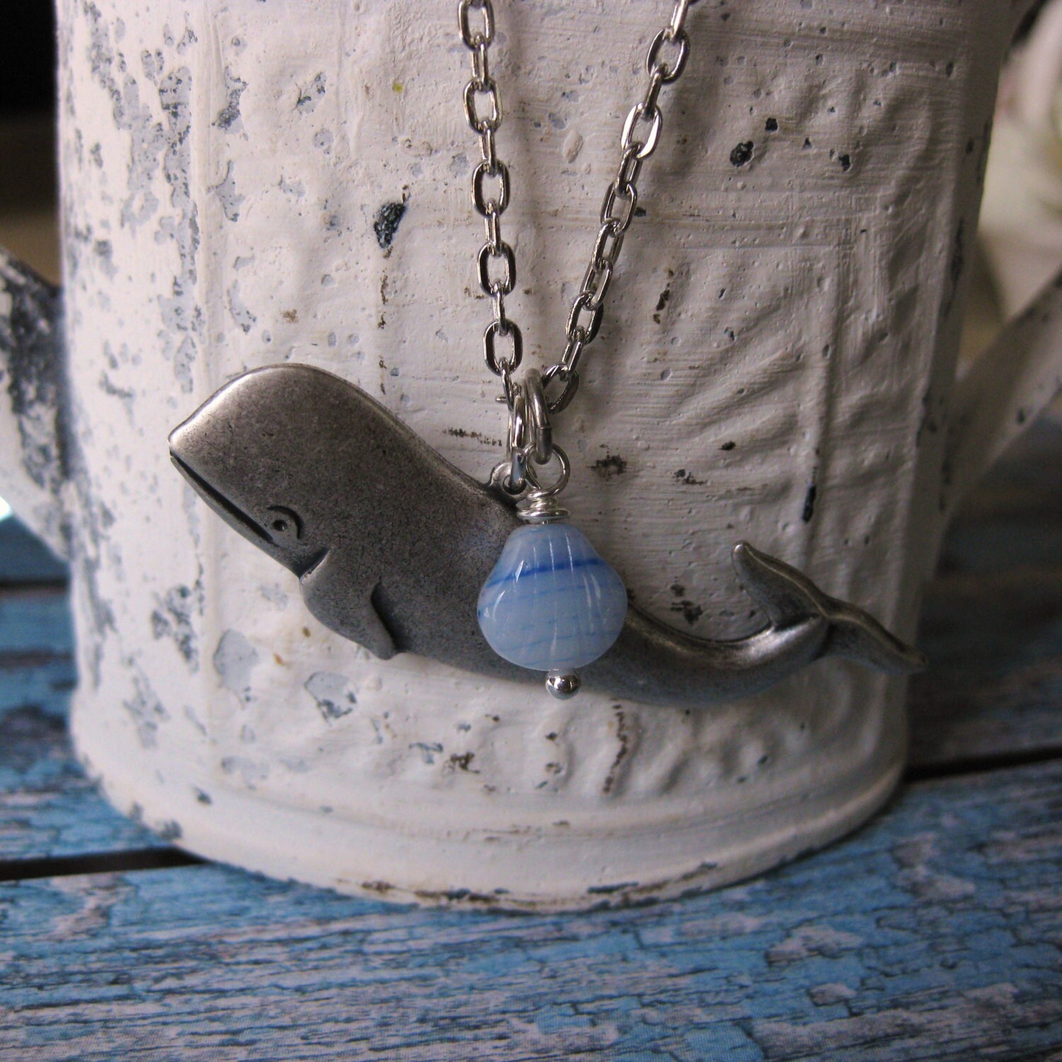 Silver Whale Necklace blue whale jewelry ocean jewelry Etsy