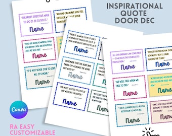 Inspirational Quote RA Door Dec | Canva Template | PDF Printable