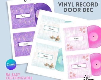 RA Door Dec - Retro Vinyl Record Canva Template: (Name Tag / Classroom Decor)