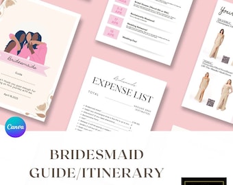 Wedding templates: Bridesmaid Guide, Itinerary, Expense sheet, planner - Canva Template