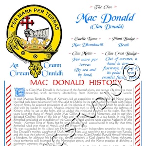 MacDonald (Donald) Scottish Clan History