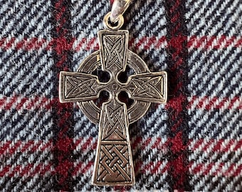 Antiqued Celtic Cross Pendant - Stereling Silver, Irish Cross