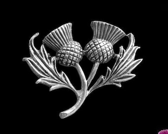 Double Thistle Sterling Silver Brooch