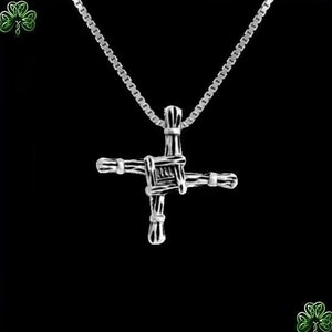 Colgante de cruz celta de Santa Brígida, irlandés pequeño, plata de ley