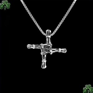 St. Brigid Celtic Cross Pendant, Irish Small, Sterling Silver image 1