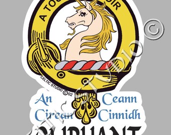 Oliphant Scottish Clan Vinyl Sticker - Tartan Family Decal With Banner Design
