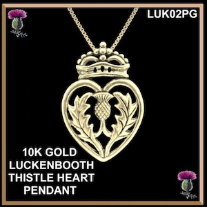 Scottish Luckenbooth Thistle Sterling Silver Pendant ~ 10K Gold