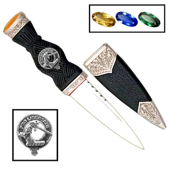 Wallace Clan Crest Sgian Dubh, Scottish Knife