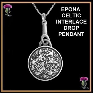 Celtic Epona Horse Drop Pendant Zoomorphic Interlace