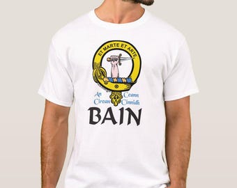 Bain Scottish Clan Crest Full T-Shirt, Family Crest Shirt