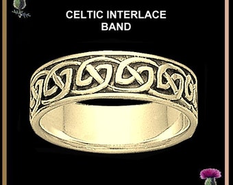 Celtic Wedding Ring, Celtic Knot Ring, Interlace Ring - Gold CW02