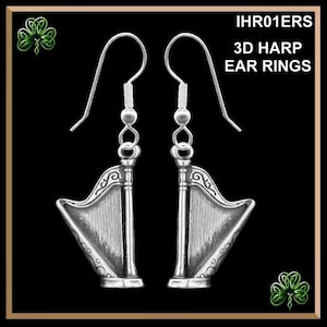 Ierse Harp oorbellen - Sterling Zilver