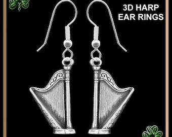 Irish Harp Earrings - Sterling Silver