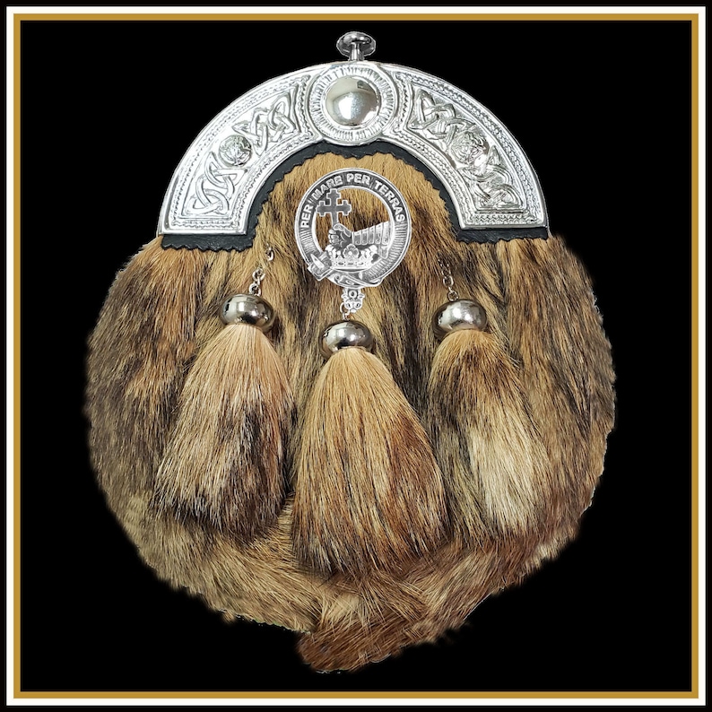 Scottish Clan Crest Badge Dress Fur Sporran Isles MacDonald