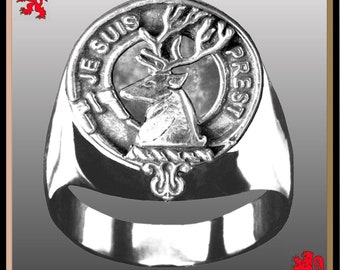 Fraser Lovat Scottish Clan Crest Ring GC100  ~  Sterling Silver and Karat Gold