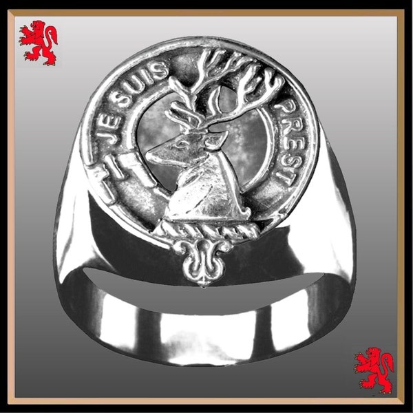 Fraser Lovat Scottish Clan Crest Ring GC100  ~  Sterling Silver and Karat Gold