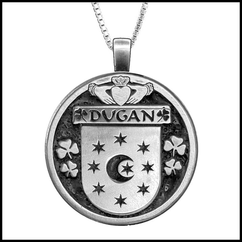 Dugan Irish Coat of Arms Disk Pendant, Irish Etsy