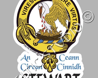 Stewart Clan Crest Decal | Custom Scottish Heritage Car & Laptop Stickers