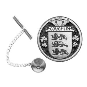 Coughlin Irish Coat of Arms Disk Lapel Pin/ Tie Tack