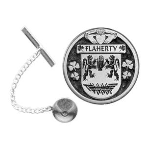 Flaherty Irish Coat of Arms Disk Lapel Pin/ Tie Tack
