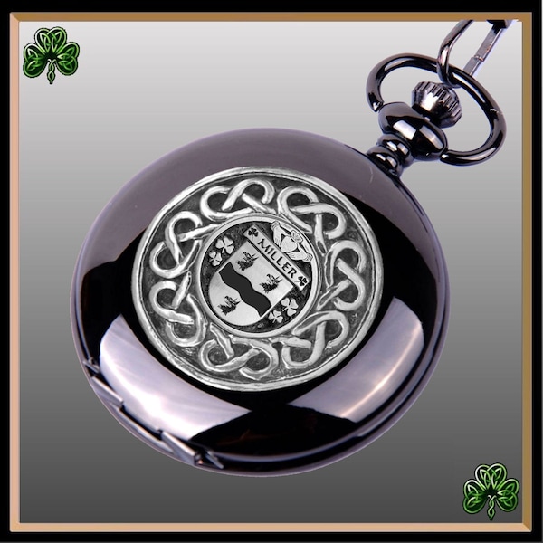 Miller Clare Irish Coat of Arms Black Pocket Watch