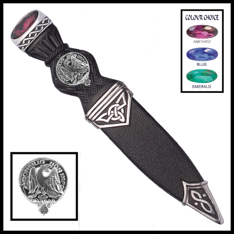 Agnew Interlace Clan Crest Sgian Dubh, Scottish Knife Agnew Interlace Clan Crest Sgian Dubh, Scottish Knife