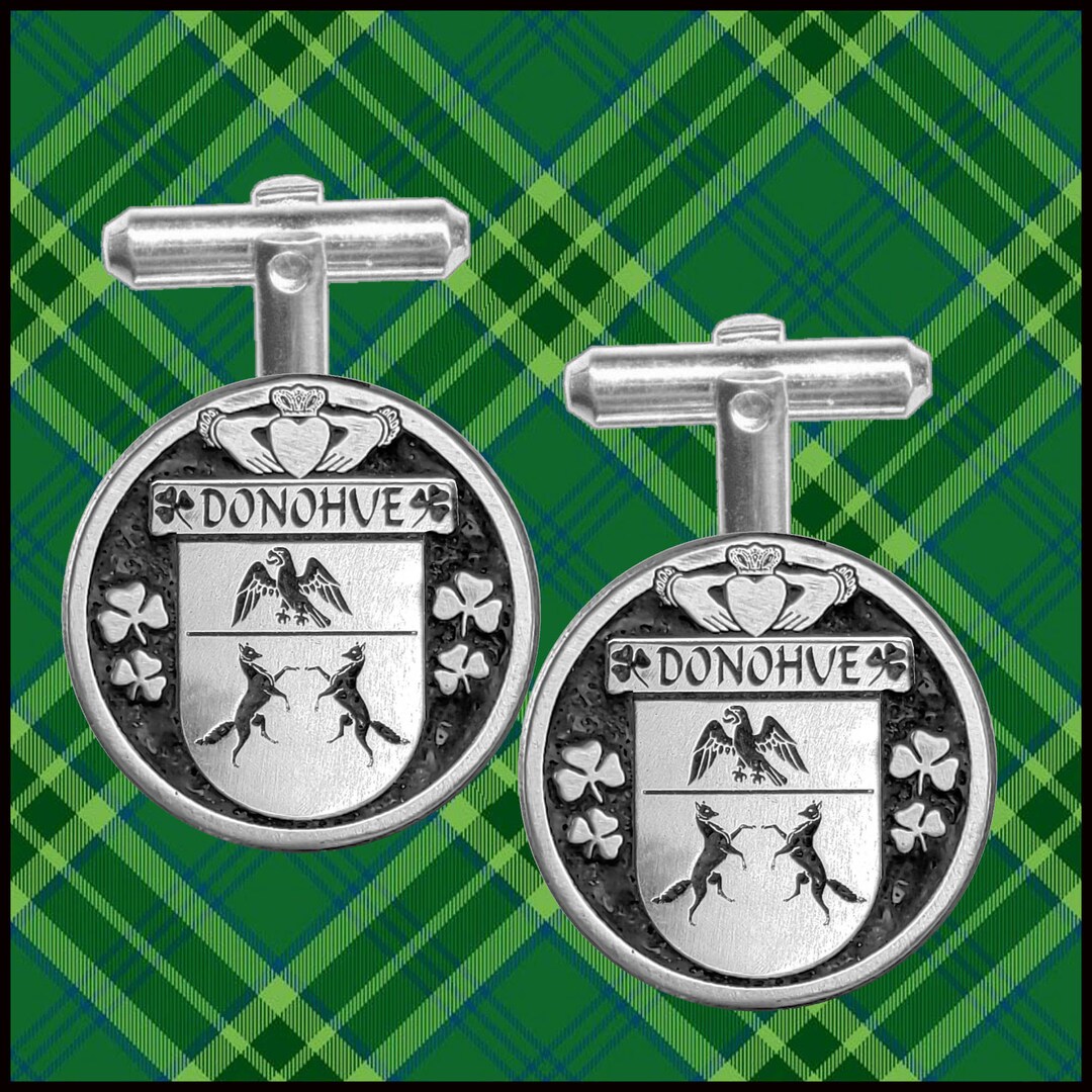 Donohue Irish Coat of Arms Disk Cufflinks Etsy