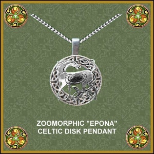 Epona Horse Pendant, Celtic Disk Pendant