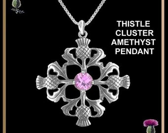 Thistle Cluster Lilac Amethyst Pendant Scottish Emblem TD03PA