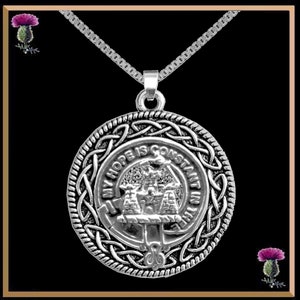 MacDonald Clanranald Clan Crest Celtic Interlace Disk Pendant, Scottish Family Crest  ~ CLP06