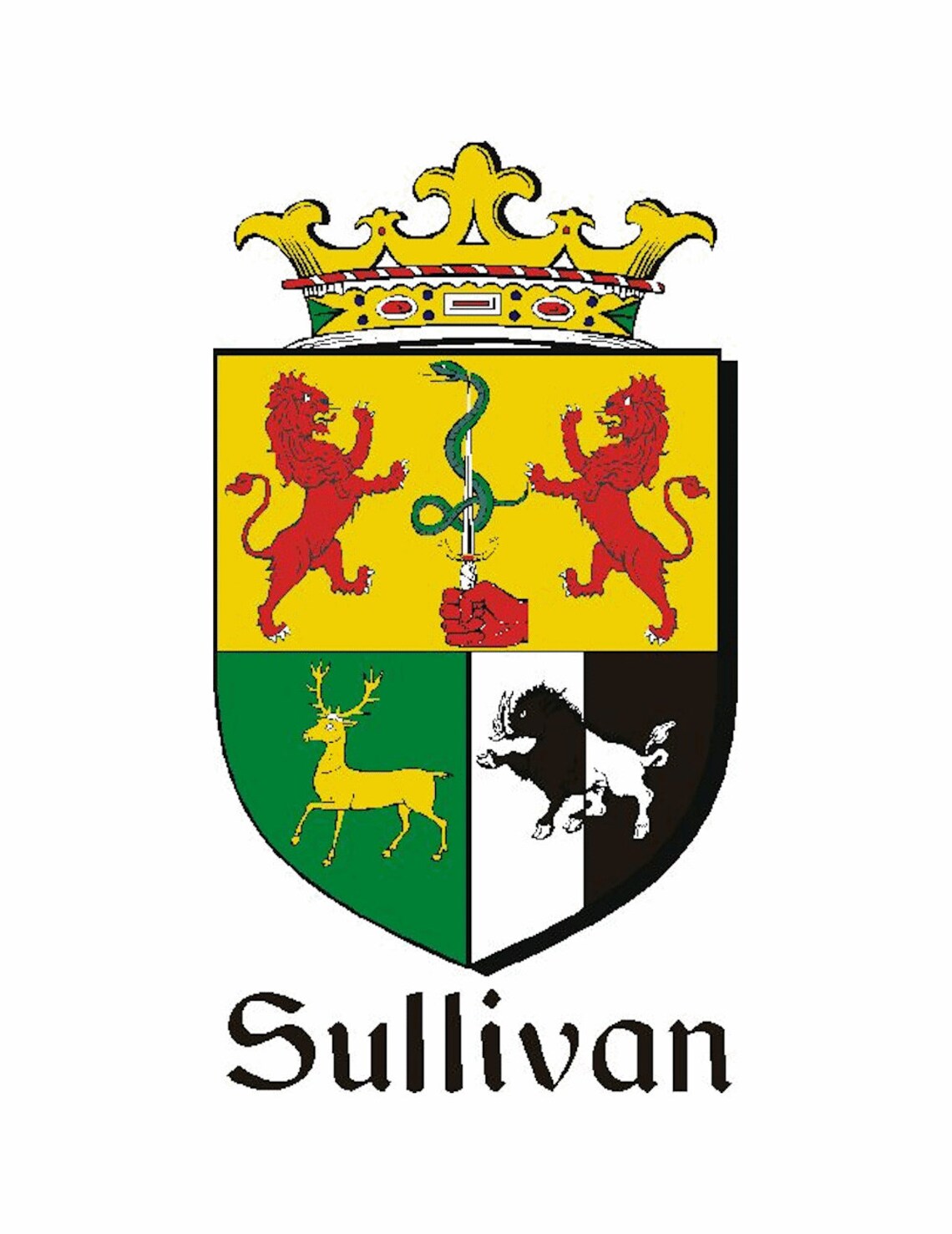 Sullivan Irish Coat of Arms Celtic Cross Badge Etsy