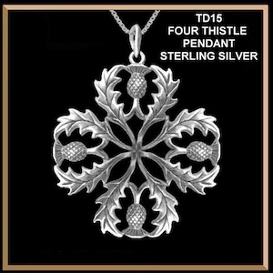 Four Thistle Scottish Snowflake Pendant - Sterling Silver