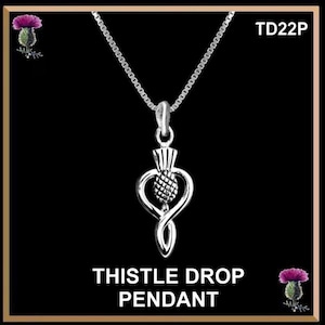 Thistle Drop Pendant, Emblem Of Scotland - Sterling Silver