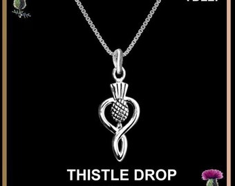 Thistle Drop Pendant, Emblem Of Scotland - Sterling Silver