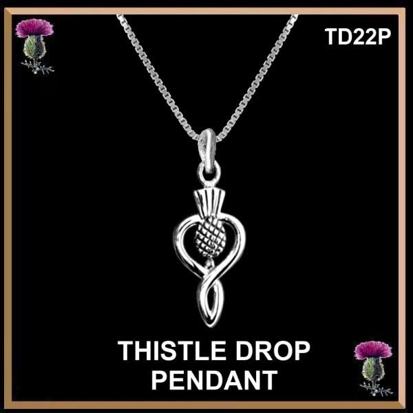 Thistle Drop Pendant, Emblem Of Scotland - Sterling Silver