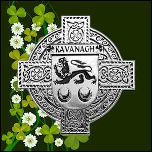 Kavanagh Irish Coat of Arms Celtic Cross Badge