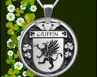 Griffin Irish Coat of Arms Disk Pendant, Irish