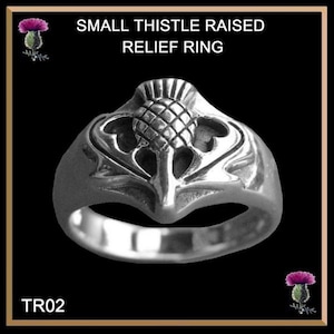 Raised Relief Single Thistle Ring Scottish Emblem