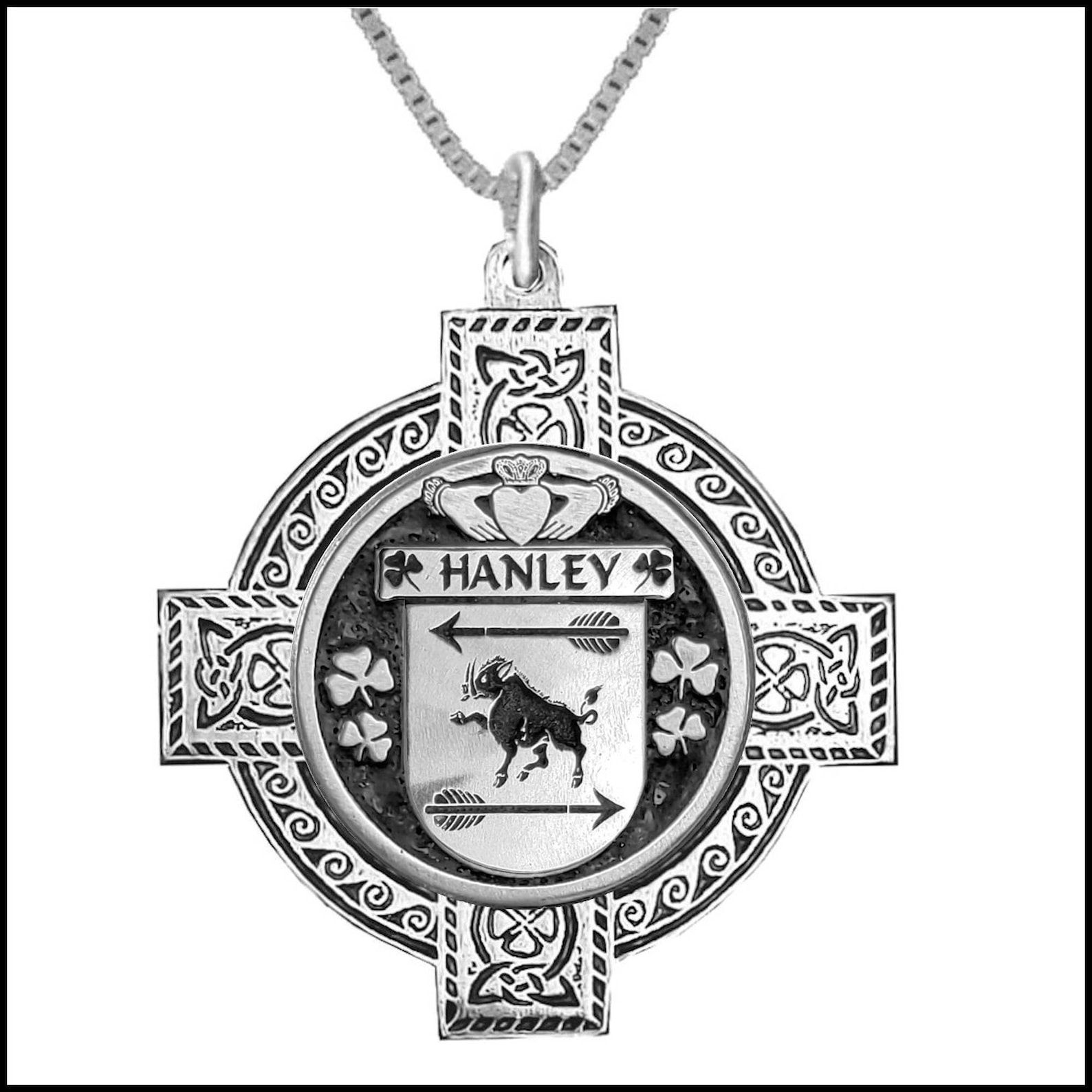 Hanley Irish Coat of Arms Celtic Cross Pendant IP04 Etsy