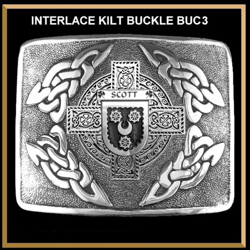 Scott Irish Coat of Arms Interlace Kilt Buckle
