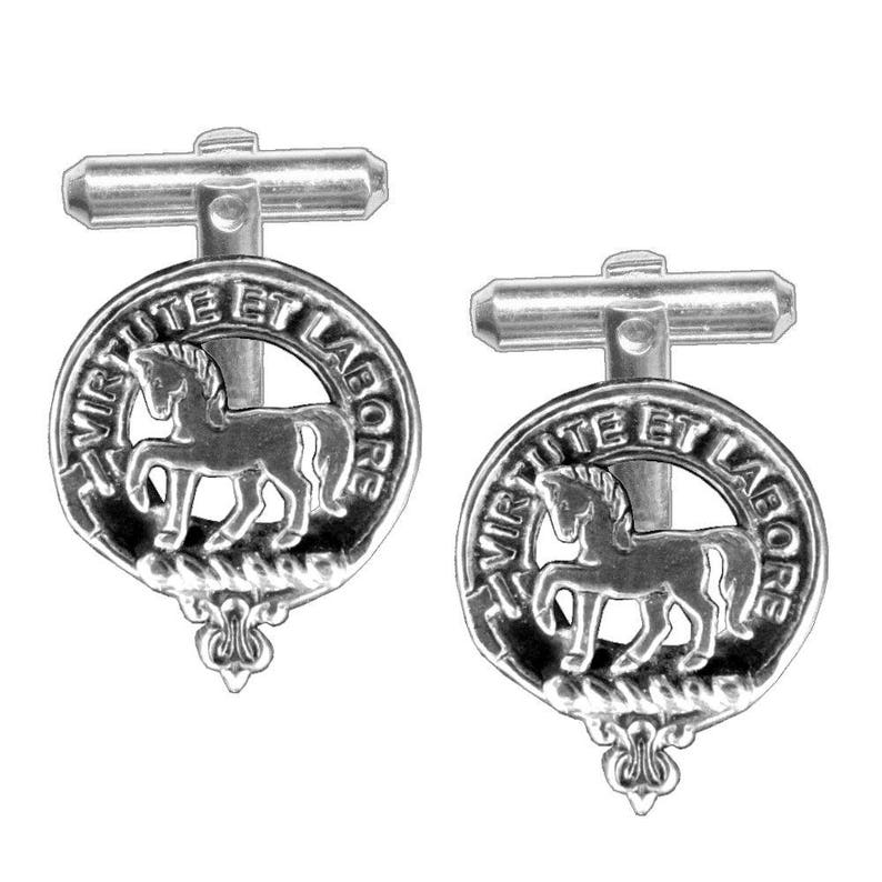 Sterling Silver and Karat Gold Cochrane Clan Crest Scottish Cufflinks; Pewter