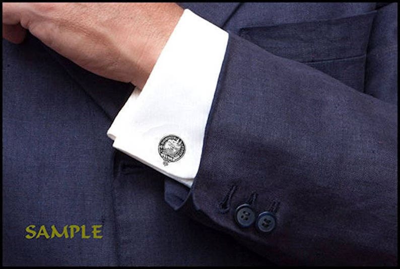 Kerr Clan Crest Scottish Cufflinks; Pewter Sterling Silver and Karat Gold