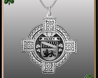 Hickey Irish Coat of Arms Celtic Cross Pendant ~ IP04