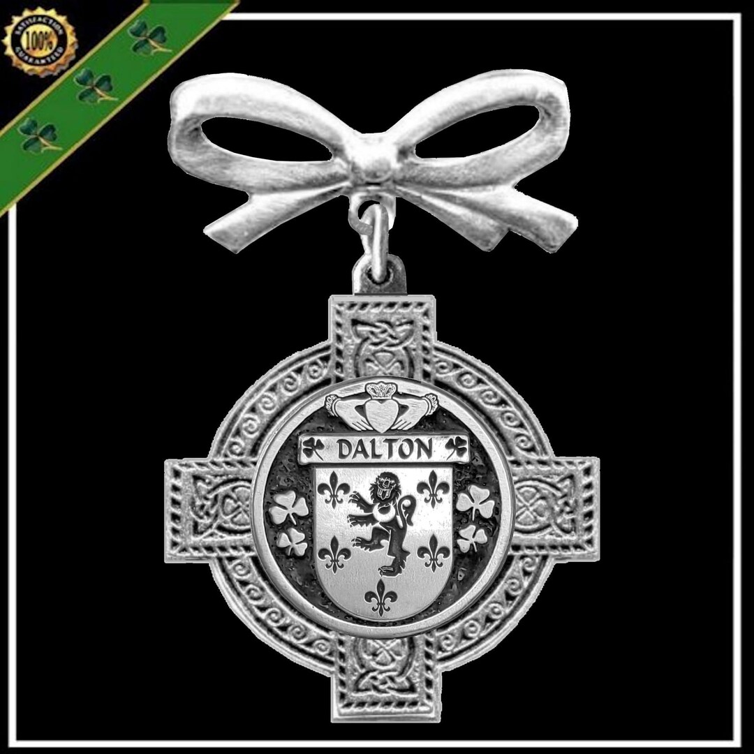 Dalton Irish Coat of Arms Celtic Cross Bow Brooch Etsy